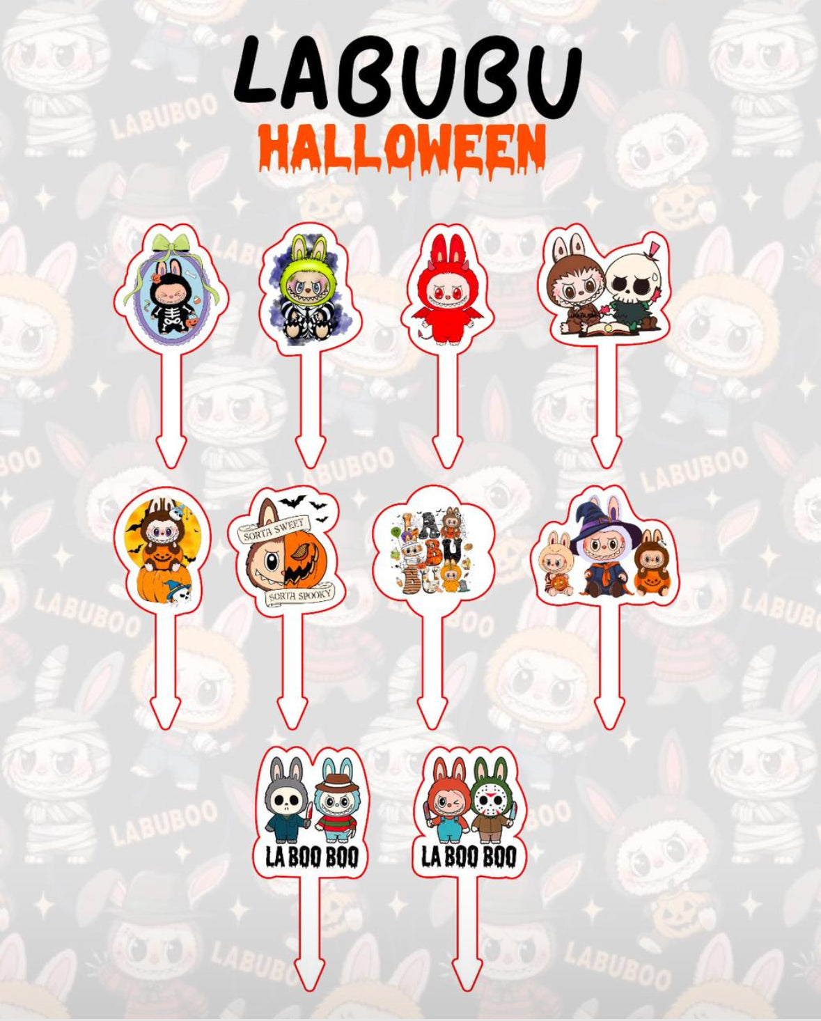 PREVENTA Picks Acrylic Labubu Halloween
