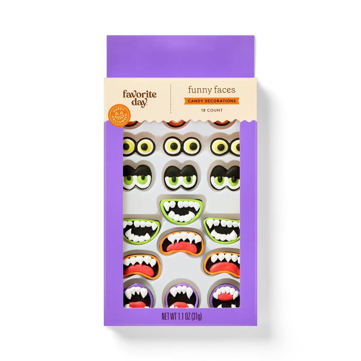 Funny Faces Candy Decorations - 18ct/1.1oz - Halloween - Favorite Day™