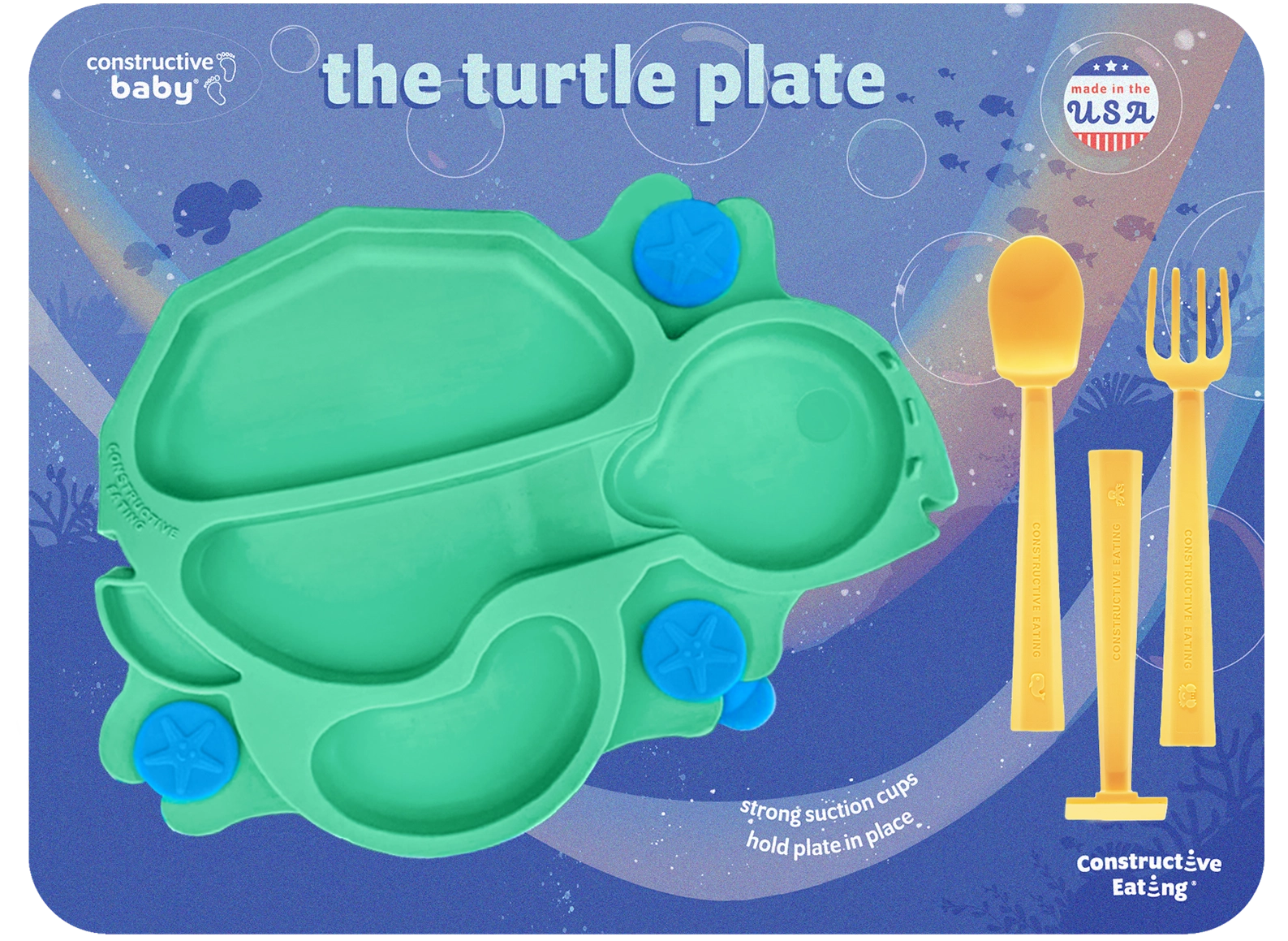 Plato Entrenador Tortuga con cubiertos