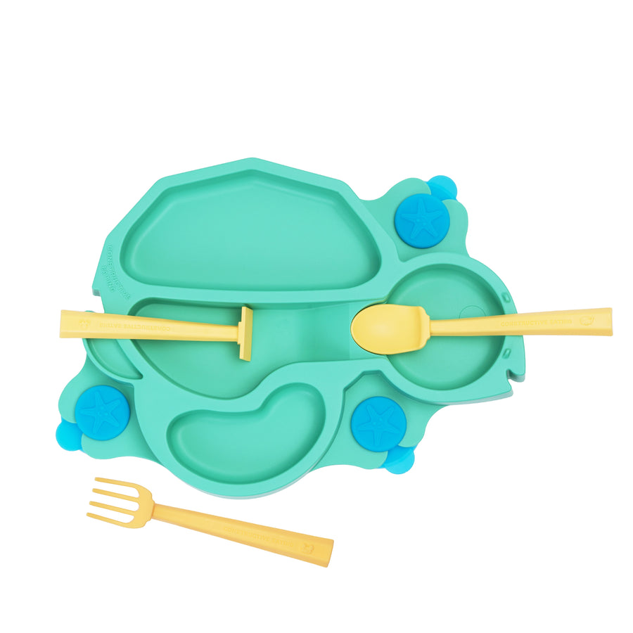 Plato Entrenador Tortuga con cubiertos