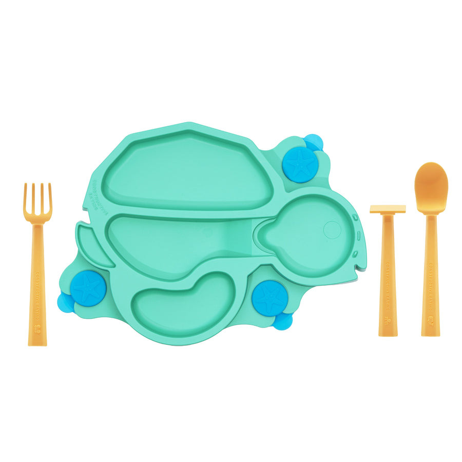 Plato Entrenador Tortuga con cubiertos